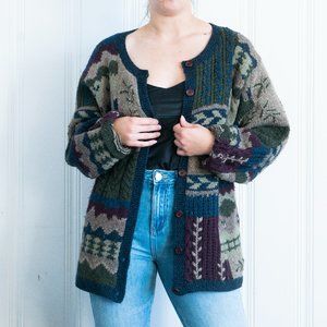 Vintage Comfy Grandpa Cardigan 100% Wool